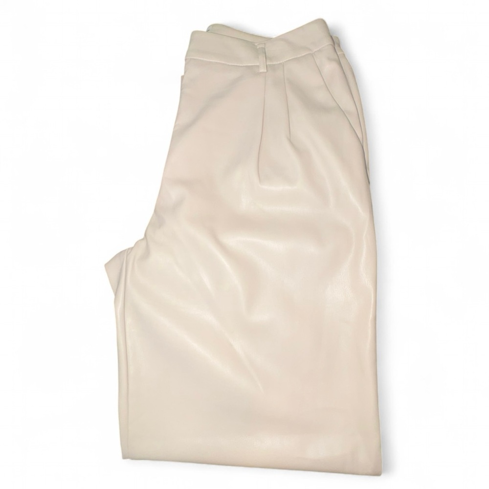 Elegant Cream Vegan Leather Pants! - Picture 4 of 6